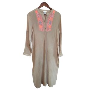 Boho Beige Gauzey Beachy Cotton Maxi Dress